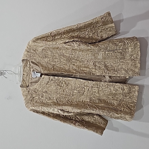 Chicos Jacket Blazer Size L (2) Metallic Long Sleeve Embellished Beaded Party - Picture 1 of 11